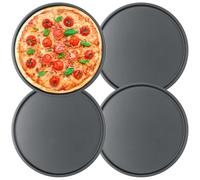 Cozary Plateau à Pizza 26cm, Lot de 4, Rond, Revêtement Antiadhésif, Acier au Carbone, Plaque a Pizza pour Four, Pour Pizza, Tartes Flambées