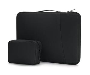 Cozary Pochette Ordinateur 14 Pouces, Étanche Housse Ordinateur avec Petite Pochette, Housse Ordinateur avec Poche Externe & Poignée Latérale, pour MacBook Air/Huawei/Lenovo/Samsung, Noir