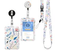 Cozary Porte Badge Tour de Cou avec Cordon Détachable, Florale Porte Cartes Enrouleur avec Clip& Lanières Rétractables, Cartes d'Identité pour Enseignants, Infirmières, Médecins, Etudiants