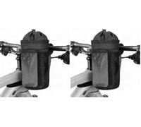 Cozary Porte Bidon Velo Universel sans Vis, Support 2 en 1 avec Pochette Filet - Montage Rapide Porte Gourde Velo Résistant pour VTT, Ville, Poussette, Fauteuil Roulant (Lot de 2)