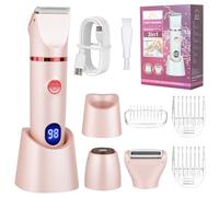Cozary Rasoir Electrique Femme, 3 en 1 Tondeuse Femme Intime, Rasoir Femme Electrique avec Station de USB Rechargeable,Écran LCD, Tondeuse Maillot Femme pour visage, jambes, aisselles et zone pubienne