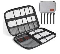 Cozary Sac de Rangement de Câbles Sac électronique, Pochette de Câbles de Voyage, Organisateur d'accessoires électroniques Portables Pour Disques durs, Câbles, Chargeur, Câbles USB, Carte SD, Gris