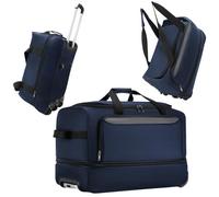 Cozary Sac de Voyage à roulettes 57L - Valise Souple 3-en-1 Imperméable en Tissu Oxford, Design Extensible avec Poignée pour Grand Sac de Voyage Valise Souple à roulettes - 56x29x35cm - Bleu Foncé