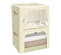 Cozary Sacs de Rangement Pliables et Rigides Lot de 2x 66L,Boîte de Rangement avec Cadre en Métal pour Couettes, Draps,Organisateur vêtement avec Fenêtre transparente