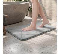 Cozary Tapis de Bain en Mousse à Mémoire de Forme, Tapis Salle de Bain Absorbant, Super Absorbant et Lavable en Machine, Antidérapant, pour Salle de Bain et Salon, 50 x 80cm, Gris