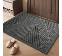 Cozary Tapis de Porte Paillasson 43 x 75cm, Absorbe l'eau et Ramasse la Saleté, Tapis d'Entrée Antidérapant et Lavable en Machine, pour Couloir, Jardin, Cour, Gris