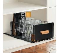 Cozary Tiroir Coulissant Cuisine, Organisateur Cuisine Extensible, Tiroir Coulissant Pliable Avec Glissières Silencieuses, Pas De Poinçonnage, Convient Pour La Cuisine(Noir,1pièce,40-65.5x24x17cm)