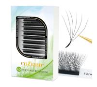 COZBIRD Extensions de cils W 6d Bouquet Prefait Volume Russe Extension Cils Easy Fan 12 rangées Noir Mat 0.07 D curl 11mm