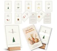 COZCLAM Calendrier de l'Avent 2025, 24 cartes d'affirmation recto-verso, avec support en bois, amour de soi et dictons, calendrier de l'Avent pour adultes, cadeau pour femme