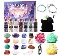 COZCLAM Calendrier de l'avent 2025 Pierre Precieuse, Calendrier de Noël 24 jours avec Cristaux et Pierres Naturelles, Kit de Culture de Cristaux, Cadeau de Noël pour Garçons Filles Femme Adulte