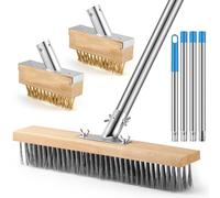 COZCLAM Ensemble de Brosse Metallique Robuste avec Manche Télescopique de 160cm, Brosse pour Sol de 35cm et 2 Brosses pour Joints, Balai Brosse Sol Métallique pour Extérieur Patio, Terrasse et Jardin