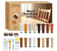 COZCLAM Kit Réparation Parquet Stratifié - 16 Couleurs Mastic Bois avec Pâte à Bois et Cire d'Abeille, Kit Réparation pour Meubles Bois pour Restaurer les Meubles - Décoloration, Rayures, Fissures