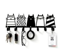 COZERI Crochets à clés en métal pour chat - Support mural en fer noir - Support robuste pour sacs/parapluies/laisses/diverses suspensions - Cadeau décoratif pour la maison, l'entrée, le couloir, la