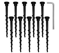 COZERI Lot de 10 vis de terre 14 cm Noir - Vis de fond filetées pour fondation et station de charge robot tondeuse à gazon, garage, avec llen de 6 mm