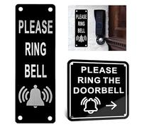 COZERI Lot de 2 autocollants « Please Ring The Bell » en métal avec trous pré-percés, haute visibilité pour mur/portails/clôtures, idéal pour le bureau, les affaires, la résidence