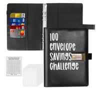 COZHYESS Planificateur budgétaire allemand pour l'argent avec serrure, planificateur budgétaire A6, mot de passe, 100 enveloppes Saving Challenge (noir)