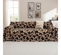 COZIHN Housse de Canapé Fausse Fourrure Lapin, Plaid Canapé Grande Taille XXL Épais Chaud, Protection Canapé Chat Anti Griffe, Jeté de Canapé Vintage Doux pour Canapé d'angle (Marron,180 * 480cm)