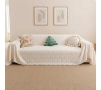 COZIHN Housse de Canapé Motif Citrouille, Plaid Chenille Épais Grande Taille, Jeté de Canapé Doux et Chaud Hiver Noël, Protection Canapé Chat Anti Griffe Lavable (Beige,180 * 280CM)