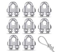 Cozihom Lot de 6 colliers de serrage M10 en acier inoxydable 304 avec boulon en U, 3/8" - Pour câbles, tendeurs, rideaux, systèmes de rails, etc.