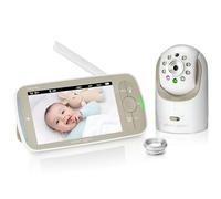 Cozime Babyphone Caméra Vidéo sans Fil, 5.0" LCD Caméra Moniteur Bébé Couleur 1080P avec Voix bidirectionnelle, Vision Nocturne, VOX et Mouvement Alarme (Blanc-Vert)