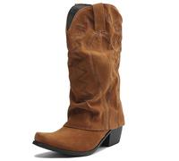 Cozivwaiy Fold Over Cowboy Bottes for Femmes a Enfiler Bout Carré Western Cowgirl Bottes Confort Talons Bass 9.5