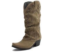 Cozivwaiy Fold Over Cowboy Bottes for Femmes a Enfiler Bout Carré Western Cowgirl Bottes Confort Talons Bass 9.5