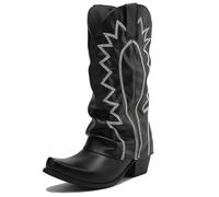 Cozivwaiy Fold Over Cowboy Bottes for Femmes a Enfiler Bout Carré Western Cowgirl Bottes Confort Talons Bass 9.5