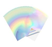 Cozlly 20 Feuilles Papier Autocollant pour Imprimante, A4 Papier Autocollant Holographique, Séchage Rapide, Papier Vinyle Imperméable pour Imprimante à Jet d'Encre et Laser