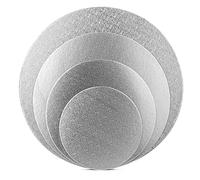 Cozlly 301-04407 Lot de 4 plateaux à gâteau ronds de 5 mm d'épaisseur 15 cm + 20 cm + 25 cm + 30 cm Argenté