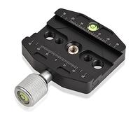 Cozlly Plaque d'attache Rapide Universal,50mm Plateau Rapide QR Plate en Alliage d'Aluminium avec 1/4 et 3/8 Vis, Niveau à Bulle Intégré, Compatible pour Arca-Swiss QR Trépied Monopode Rotule Caméra