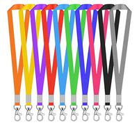 Cozlly10Pcs 45cm Coloré Tour de Cou Porte Badge, Courroie de Lanière, Sangle Cordon avec Fermoir Mousqueton Pivotant pour Carte d'identification, Porte-clés