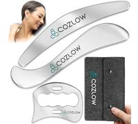 Cozlow - Ensemble d'outils de grattage musculaire 3 en 1 en acier inoxydable pour la thérapie IASTM - Outils de massage par grattage de la peau pour la mobilisation des tissus mous - Gua Sha