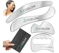 COZLOW Ensemble d'outils de massage 4 en 1 pour la thérapie IASTM - Gua Sha pour tissus mous - Lames métalliques en acier inoxydable