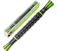 Cozlow Muscle Roller Stick - Noir Vert - Outil de massage corporel avec 9 rouleaux et poignées antidérapantes pour un massage des tissus profonds et une récupération musculaire maximale