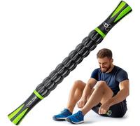 Cozlow Muscle Roller Stick - Noir Vert - Outil de massage corporel avec 9 rouleaux et poignées antidérapantes pour un massage des tissus profonds et une récupération musculaire maximale