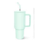 COZOME 40Oz Gobelet Isotherme avec Paille et Poignée, 304 Acier Inoxydable Bouteilles Isothermes, Anti-déversement Mug Isotherme for Voiture, Bureau, Camping, Yoga, Extérieur, Menthe Verte