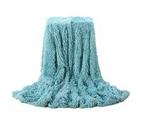 Cozomiz Dégradé de Couleur Couverture Douce Plaid Imitation Fausse Fourrure Poil Long Plaid Couverture Peluche en Polaire Flanelle pour Canapé Couvre-Lit Plaid Jeté de Canapé 160x200cm Bleu Vert
