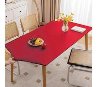 Cozomiz Nappe en Faux Cuir Couverture de Table Rectangulaire Élastique Ajustée Antidérapant Protecteur De Table Imperméables Nappe Enduite 60x120cm Rouge