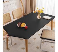 Cozomiz Nappe en Faux Cuir Couverture de Table Rectangulaire Élastique Ajustée Antidérapant Protecteur De Table Imperméables Nappe Enduite 60x120cm Noir