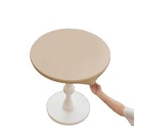 Cozomiz Nappe en Faux Cuir Couverture de Table Ronde Élastique Ajustée Antidérapant Protecteur De Table Imperméables Nappe Enduite 80cm Beige