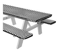 Cozomiz Nappe en Vinyle Couverture de Table Élastique Ajustée en Flanelle Antidérapant Protecteur De Table Imperméables Nappe Enduite 100cm Coupe Ajustée Ronde Gris Foncé Vichy