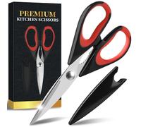 Cozor Ciseaux de cuisine de 22 cm, ciseaux ménagers avec lame de scie, ciseaux tranchants en acier inoxydable, ciseaux polyvalents résistants avec casse-noix, ciseaux universels de qualité supérieure,