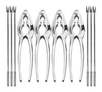 CoZroom Kit d'outils pour fruits de mer Cracker à noix Silver(4 Pcs Cracker and 6 Pcs Forks)