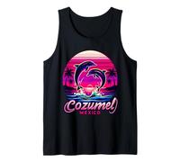 Cozumel Mexique avec palmiers, coucher de soleil et dauphins Débardeur