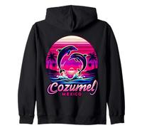 Cozumel Mexique avec palmiers, coucher de soleil et dauphins Sweat à Capuche