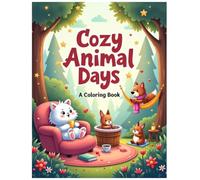 Cozy Animal Days Coloring Book: Adorable Friends Resting, Reading and Relaxing