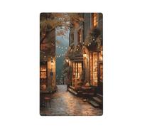 Cozy Autumn Alley Evening Bookshops Cafes Single Toggle Blank Wall Plate Light Switch Cover Decorative 1 Gang for Kitchen Room Bathroom Size 11.4 x 7 cm