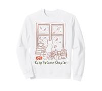 Cozy Autumn Cat Fall Reading Café Citrouilles Cookies Mignon Sweatshirt