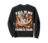Cozy Autumn Cat in Kitten Bed Fall is My Favorite Color Sweatshirt