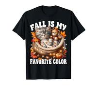 Cozy Autumn Cat in Kitten Bed Fall is My Favorite Color T-Shirt